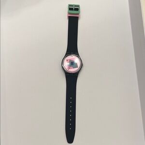 Swatch Watch Black and Pink